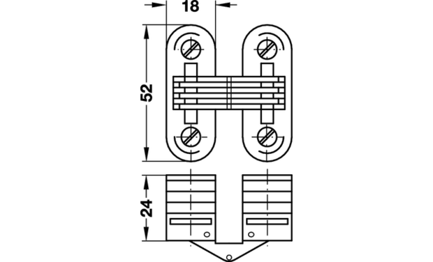 Scharnier wit verzinkt 18x52mm